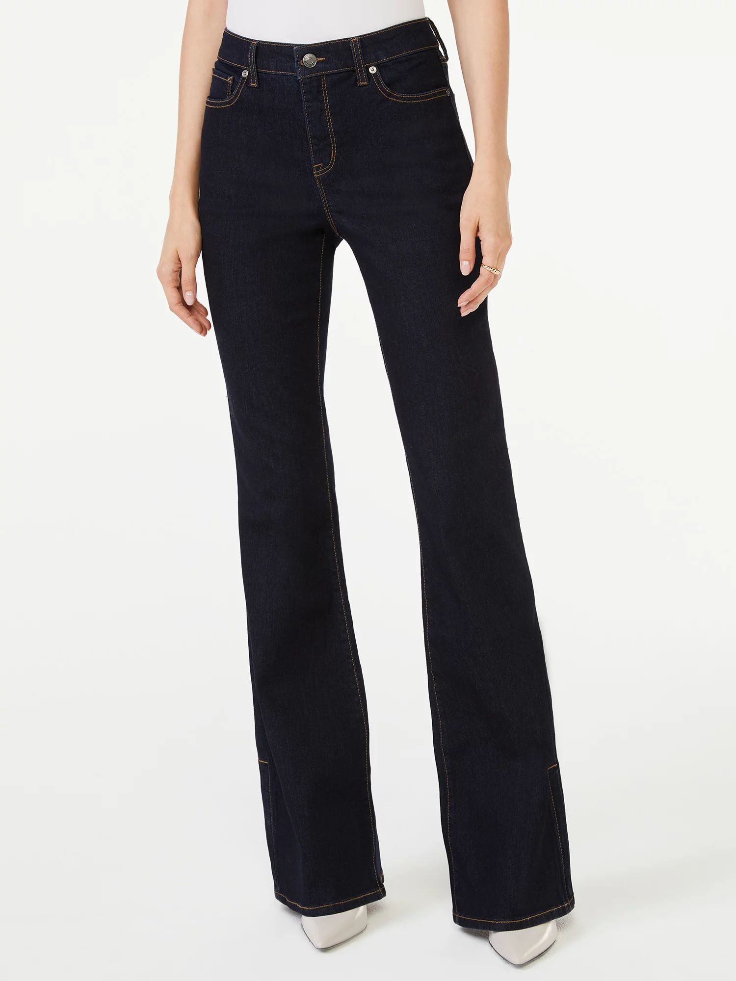 Scoop Women's Bootcut High-Rise Flare Split Hem Jeans - Walmart.com | Walmart (US)