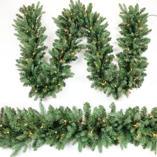 HomeKaren Christmas Garland 9 Ft by 12 Inch Prelit Fraser Fir Xmas Garland with 50 LED Lights 550... | Amazon (US)