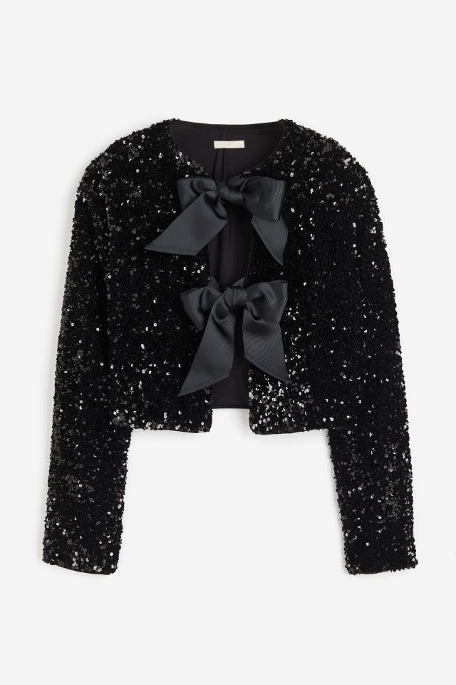 Tie-front sequined jacket | H&M (UK, MY, IN, SG, PH, TW, HK)