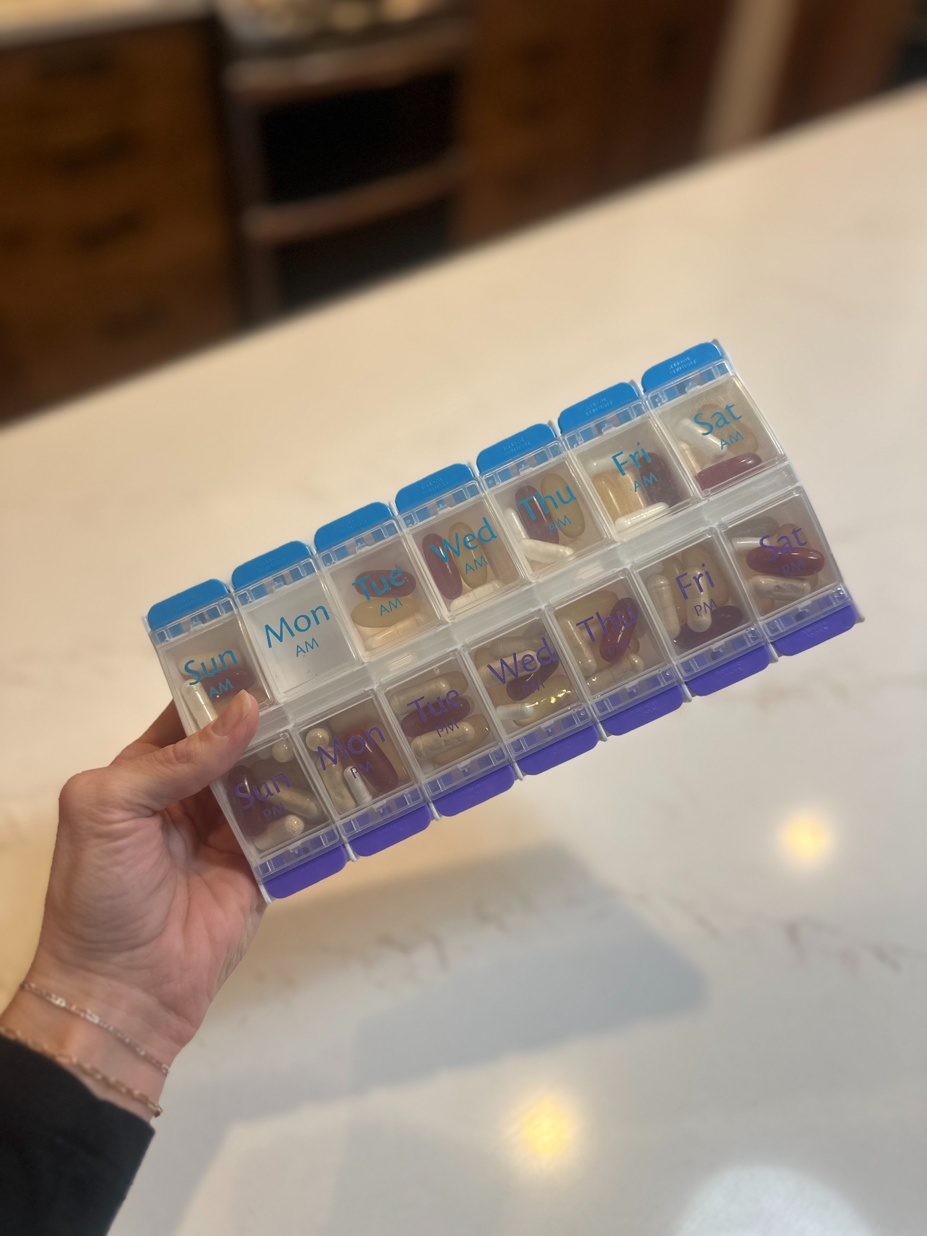 Keep all my vitamins organized and ready for the week! | vitamin pill organizer, weekly pill organizer, pill organizer with compartments, easy vitamin storage ideas, how to organize vitamins 

 #LTKHome #LTKFindsUnder50