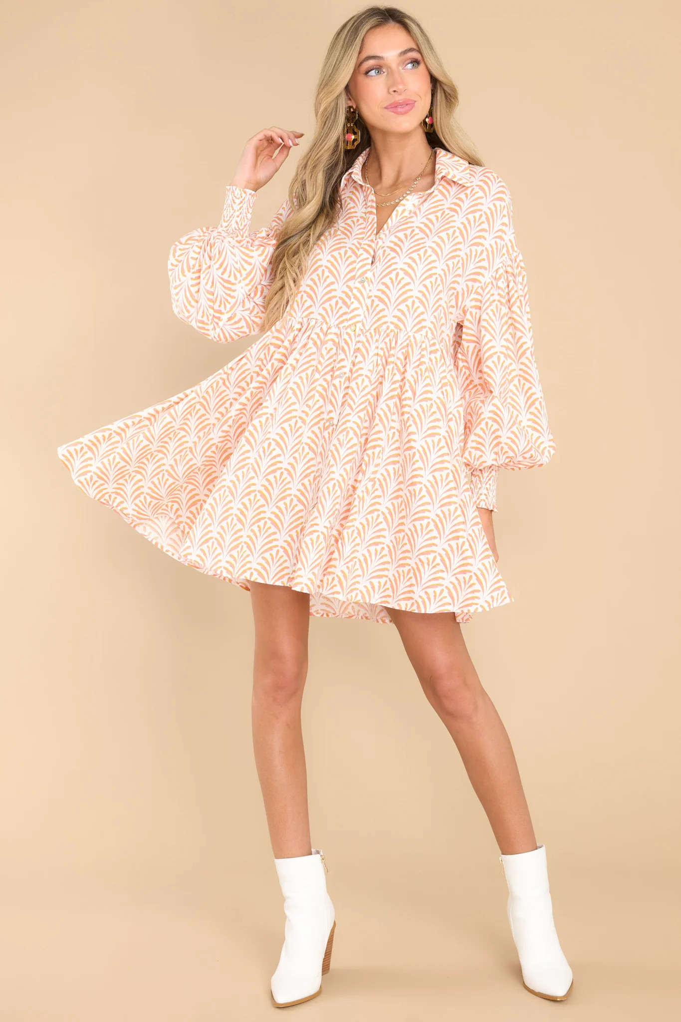 This Is Your Sign Spiced Coral Print Dress | Red Dress 