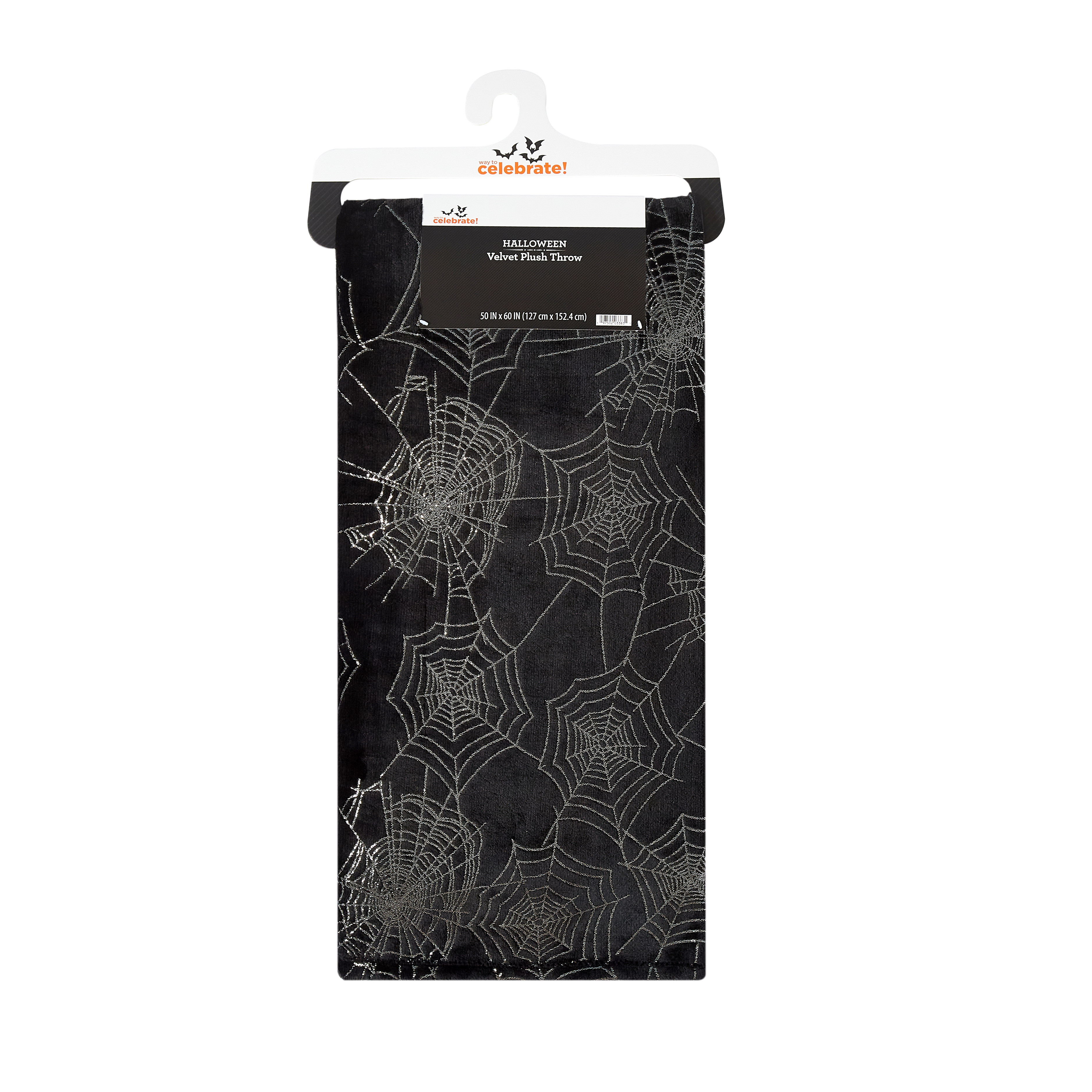 Way To Celebrate 50"x60" Black Spiderweb Plush Throw - Walmart.com | Walmart (US)