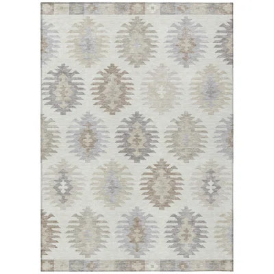10' X 14' Ivory Khaki And Gray Southwestern Washable Indoor Outdoor Area Rug | Wayfair North America