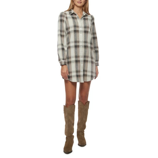 Women's Flag & Anthem Lynden Knit Flannel Long Sleeve Shacket Small Black Plaid | Scheels