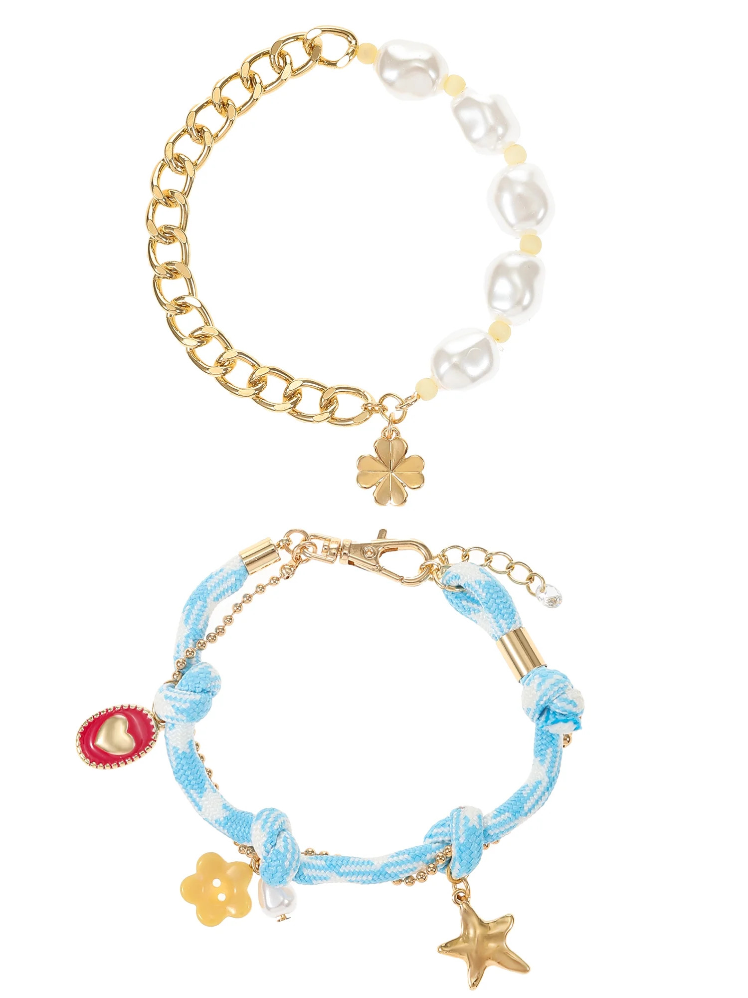 No Boundaries 2pc Adjustable Gold Charm Bracelet Set | Walmart (US)