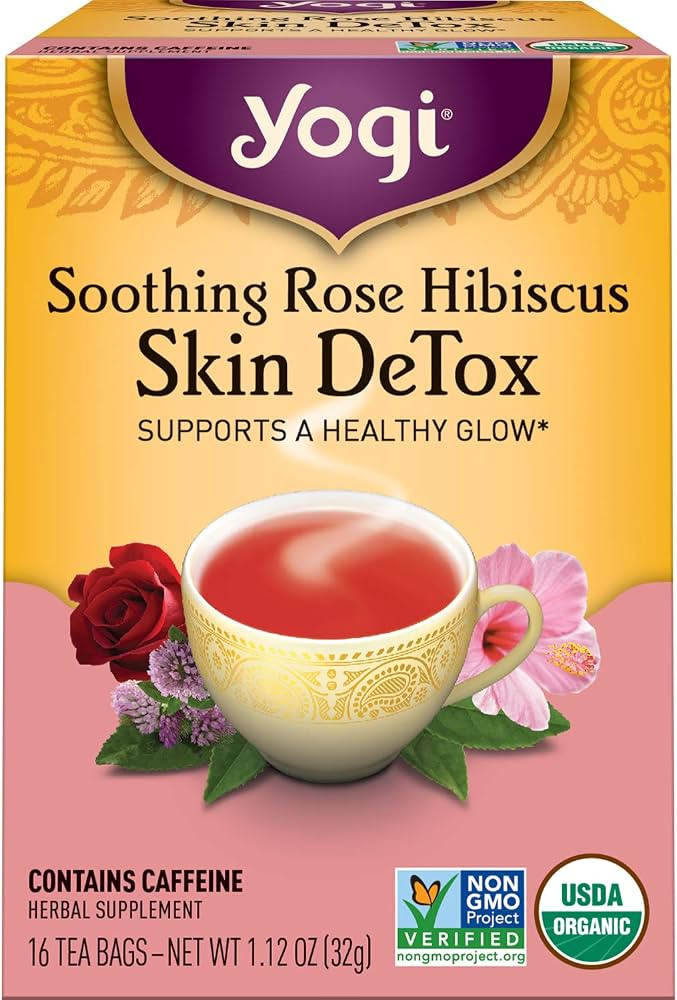 Amazon.com : Yogi Tea Soothing Rose Hibiscus Skin DeTox Tea - 16 Tea Bags per Pack (6 Packs) - Or... | Amazon (US)