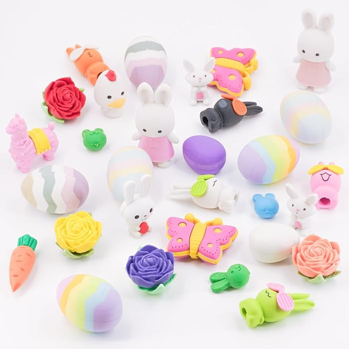 30Pcs Cute 3D Easter Erasers, 24 Styles Including Bunnies, Easter Eggs, Flowers, and More. Perfec... | Amazon (US)