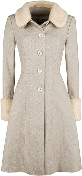 Voodoo Vixen Louisa May Sand Long Dress Coat Frauen Mantel beige | Amazon (DE)