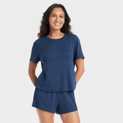Women's Pointelle Short Sleeve Top and Shorts Pajama Set - Auden™ | Target