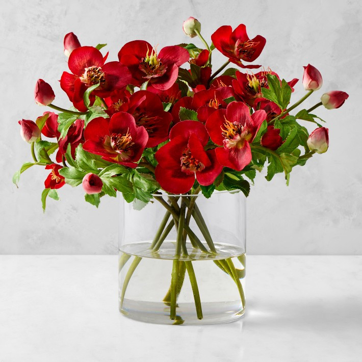 AERIN Faux Red Hellebores Arrangement | Williams-Sonoma