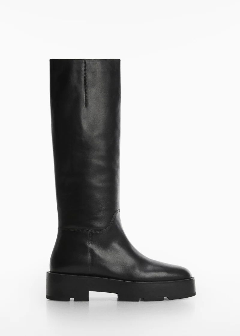 High leather platform boot -  Women | Mango United Kingdom | MANGO (UK)