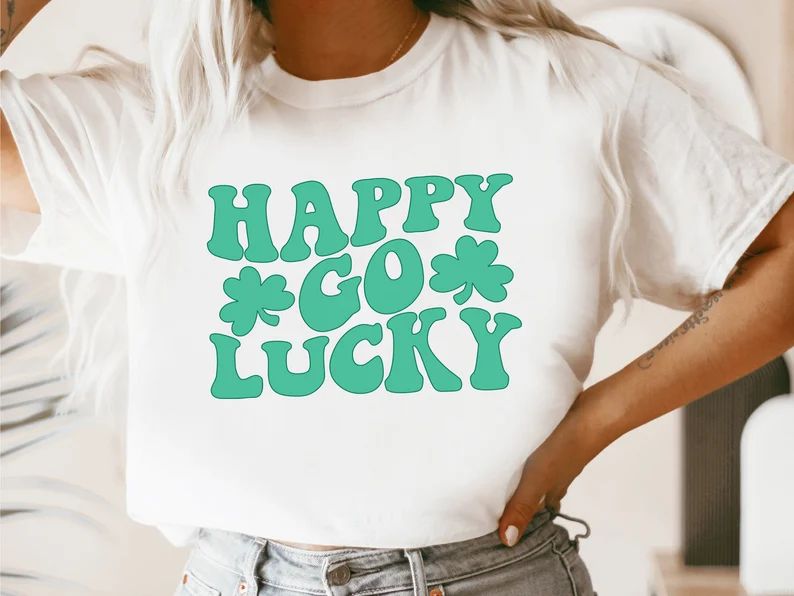 Happy Go Lucky Shirt St Patricks Day Shirt Retro St Patty | Etsy | Etsy (US)