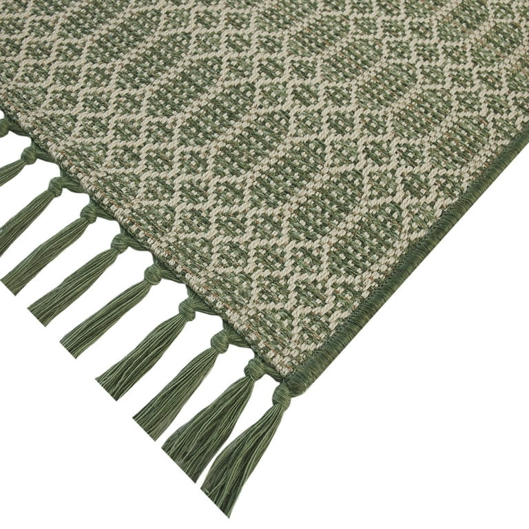 Better Homes & Gardens 5’x7’ Green Tassel Outdoor Rug | Walmart (US)