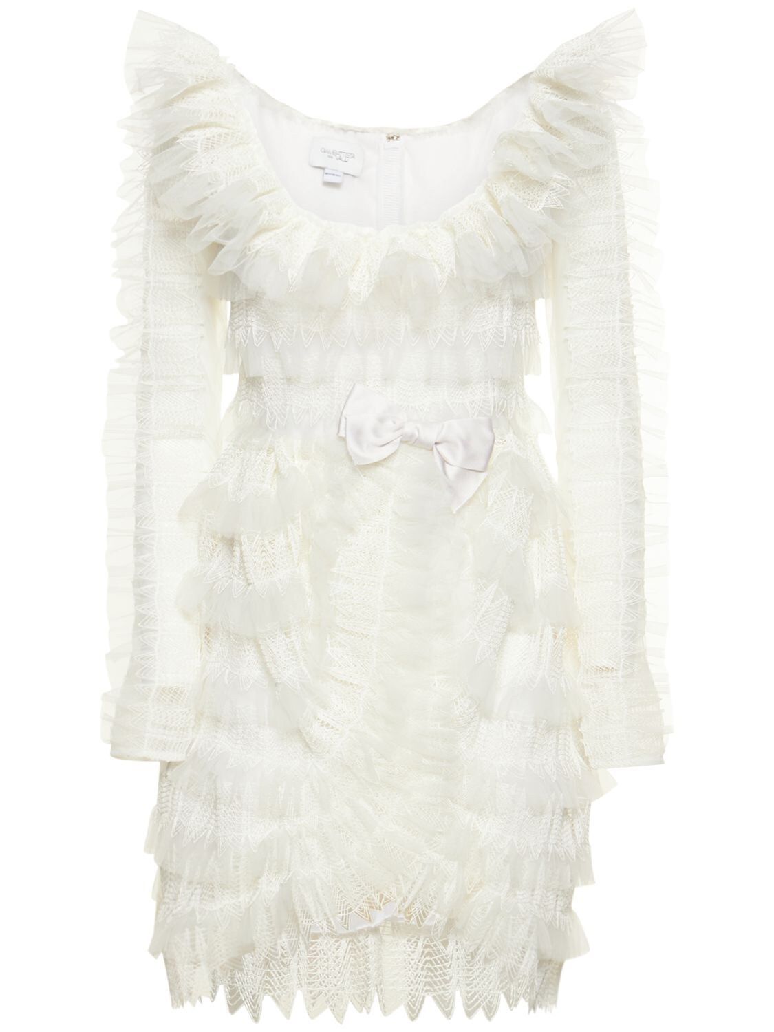 Long Sleeve Ruffled Tulle Mini Dress | Luisaviaroma