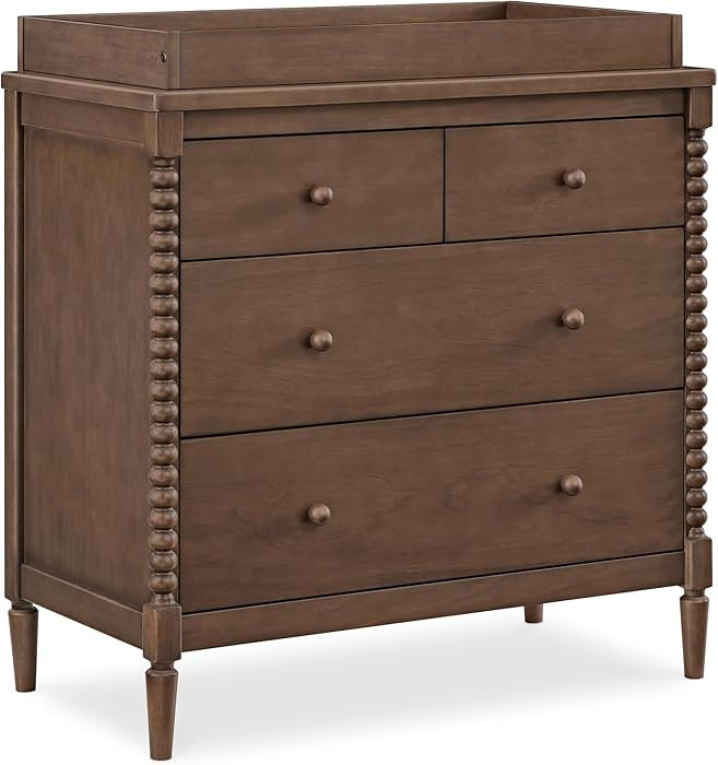 Delta Children Saint 4 Drawer Dresser with Changing Top and Interlocking Drawers, Teak Brown | Amazon (US)