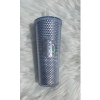 Silver Crystal Studded Starbucks Inspired Venti 24 Oz Tumbler, Reusable Studded Starbucks, Personali | Etsy (US)