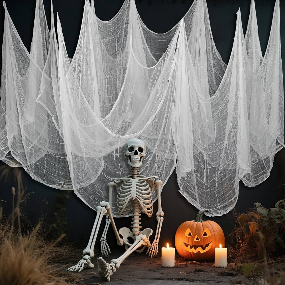 Halloween White Creepy Cloth Black 500x40inch Spooky Halloween Decorations Outdoor Indoor | Amazon (US)