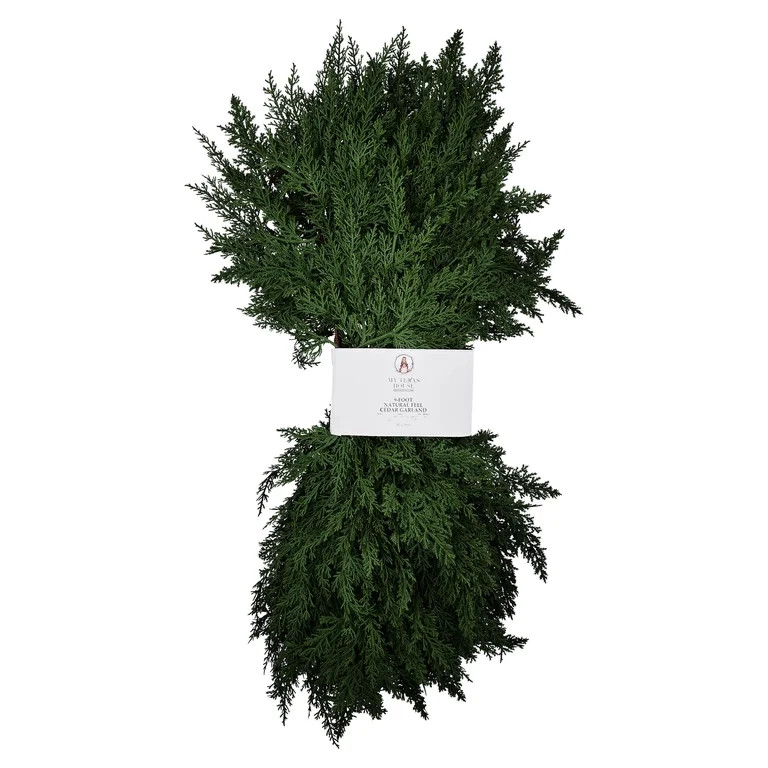 My Texas House Natural Feel Cedar Unlit Artificial Christmas Garland, Green, 9' | Walmart (US)