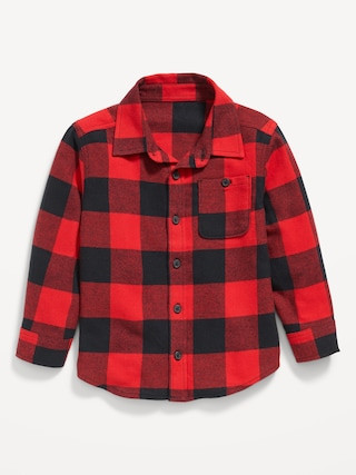Cozy Long-Sleeve Plaid Pocket Shirt for Toddler Boys | Old Navy (US)