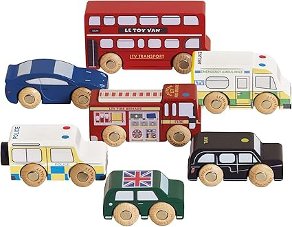 Le Toy Van - Iconic Wooden London Themed Toy Car Play Set - Set 7 Pieces | Play Vehicle Role Play... | Amazon (UK)