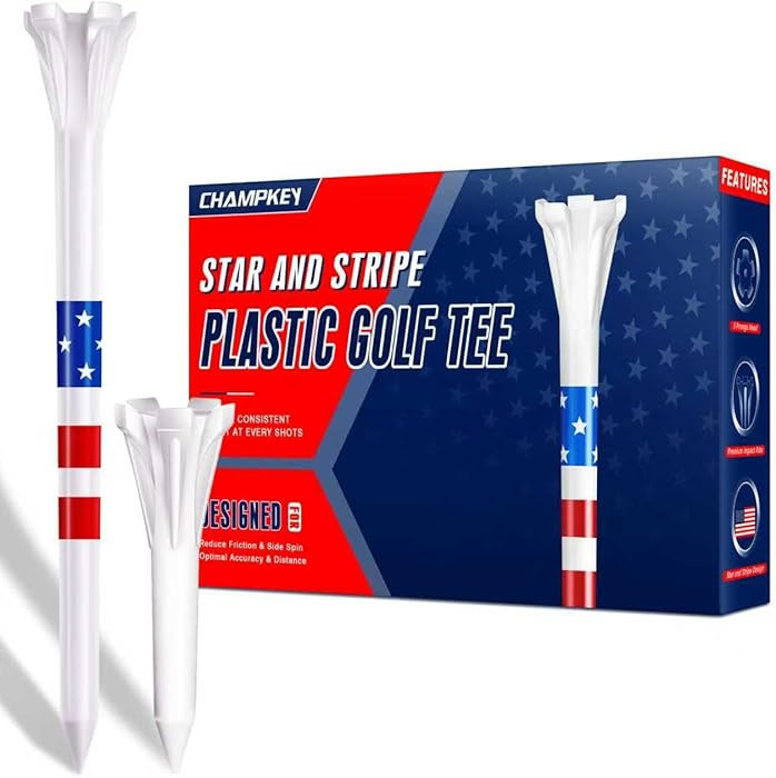 CHAMPKEY 5-Prong Plastic Golf Tees 120 Pack - Star and Stripe Marking System Golf Plastic Tees - ... | Amazon (US)