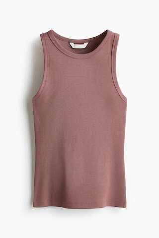 H & M - Ribbed Cotton Tank Top - Dark Dusty Pink | H&M (US + CA)