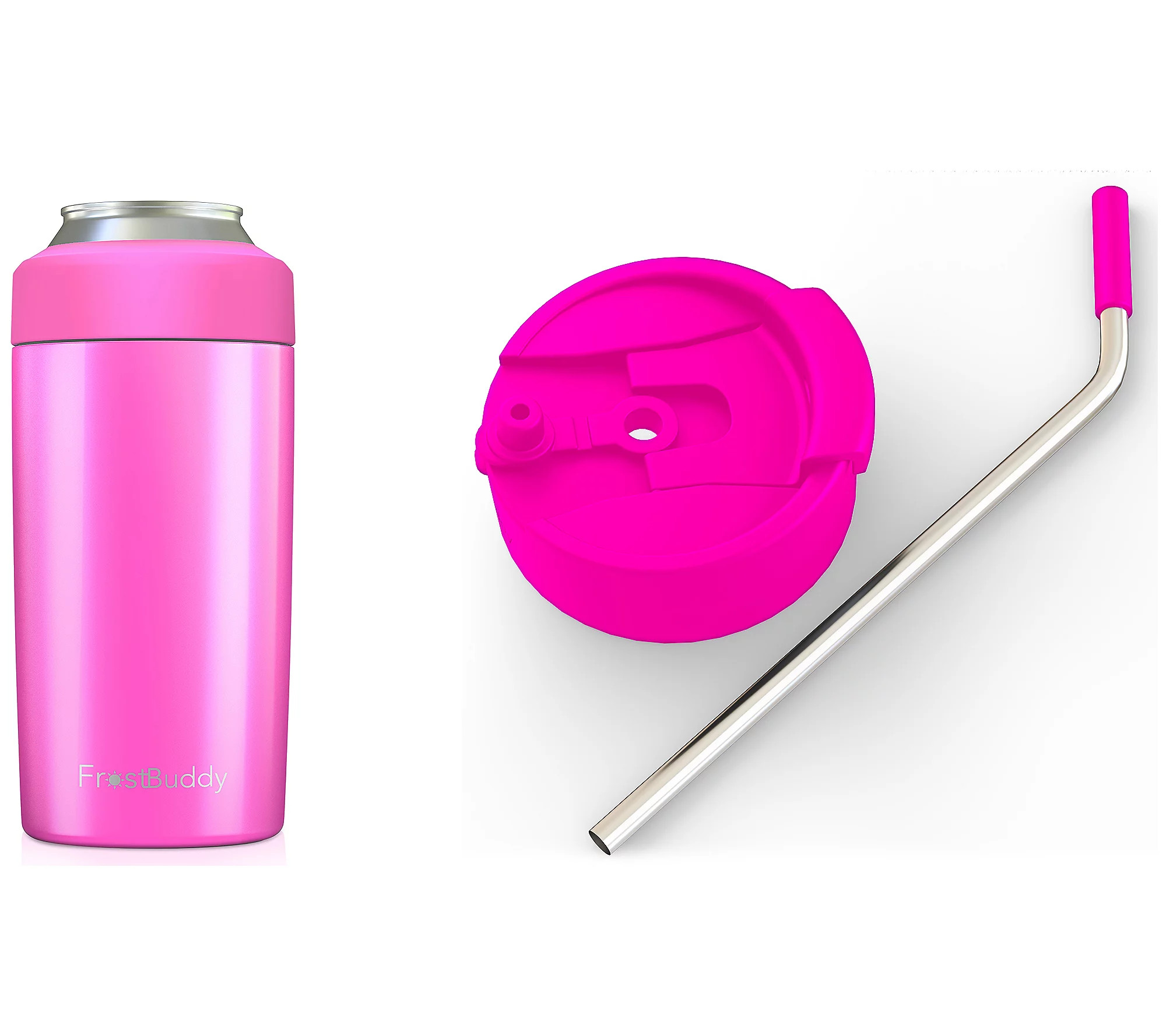 Frost Buddy Universal 5 Sizes in 1 Can Cooler w/ Lid& Straw | QVC