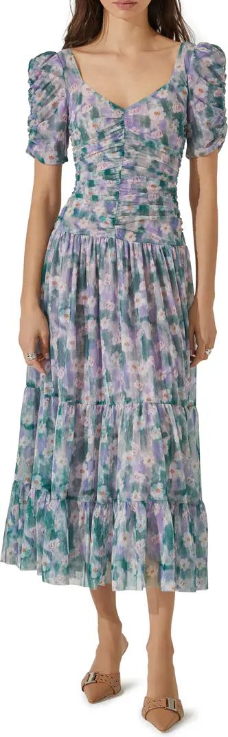 Floral Print Ruched Maxi Dress | Nordstrom