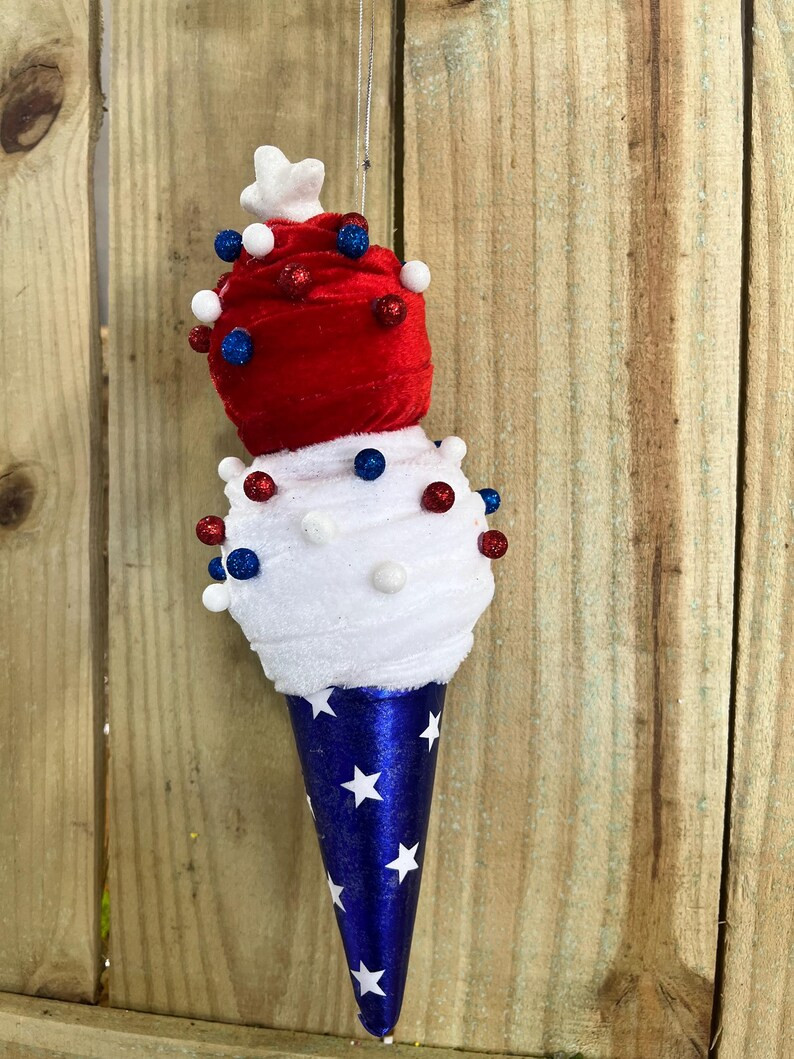 13 Patriotic Ice Cream Cone, Wreath Embellishment, USA Decor, Patriotic Spray, 74192RWB - Etsy | Etsy (US)