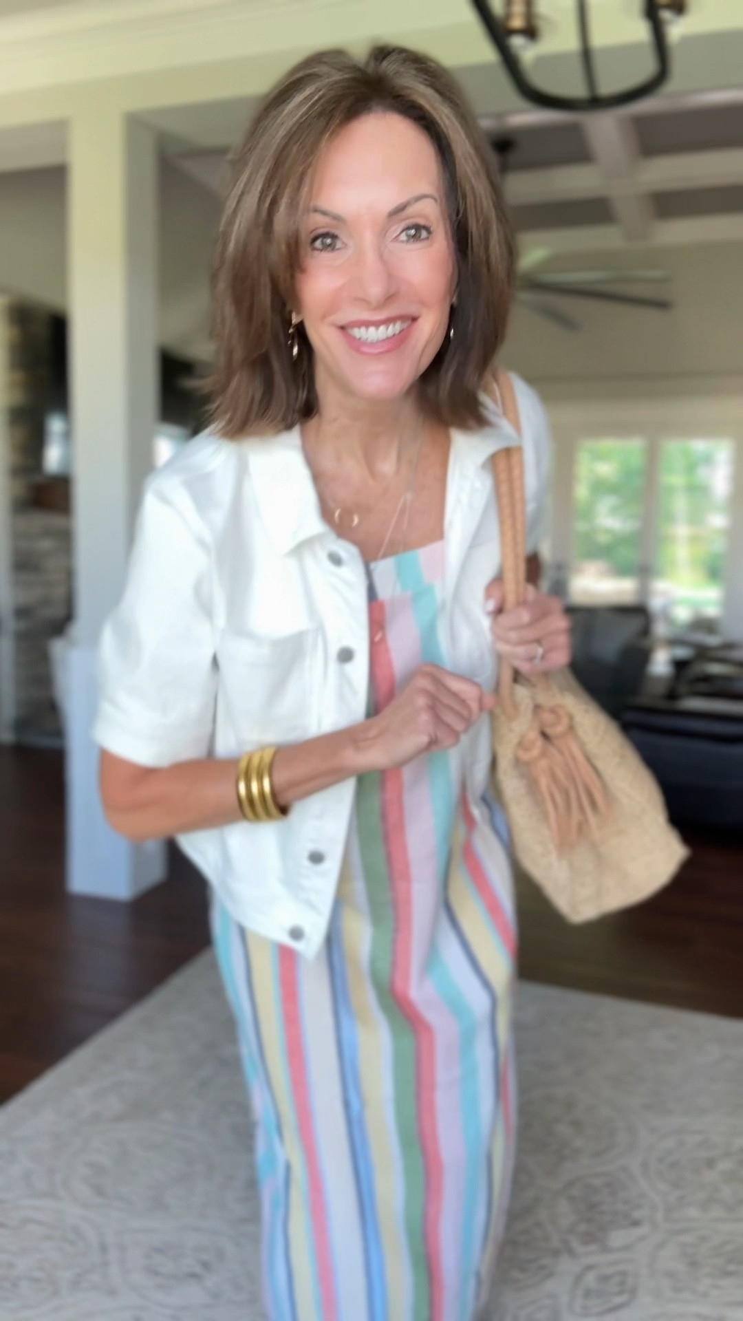 Striped linen blend dress - medium 
Jacket - large 


Vacation 
Summer outfit 
Travel 
European vacation 
Date night

#LTKTall #LTKMidsize #LTKTravel