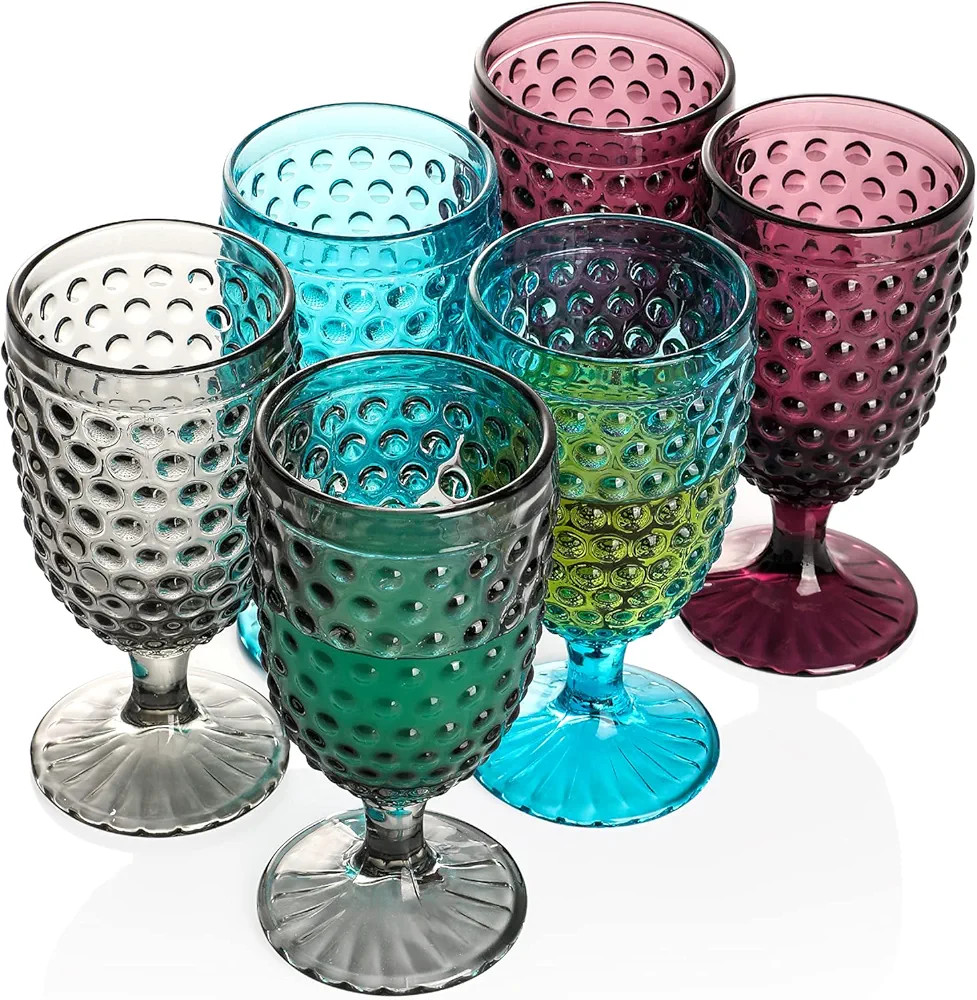 G Hobnail Iced Tea Beverage Goblets 13 oz. set of 6 Premiun Glass Set for Wine Soda Juice Water P... | Amazon (US)