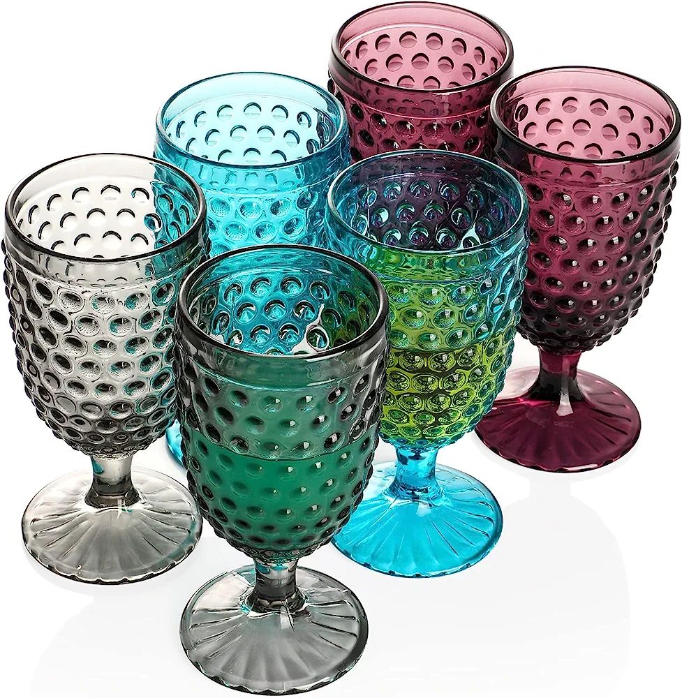G Hobnail Iced Tea Beverage Goblets 13 oz. set of 6 Premiun Glass Set for Wine Soda Juice Water P... | Amazon (US)