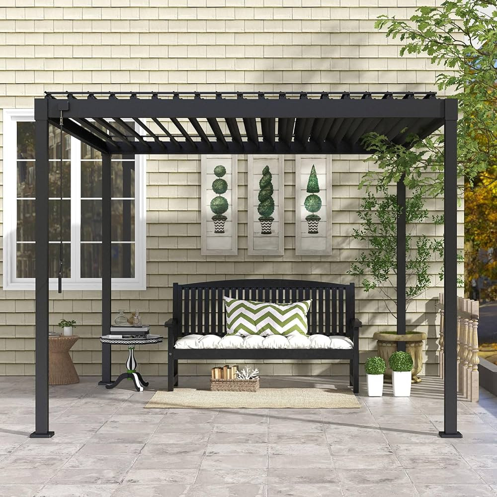 MIRADOR 80S Louvered Pergola 10' x 10', Modern Style with Adjustable Louvers for Outdoor Roof, Ga... | Amazon (US)