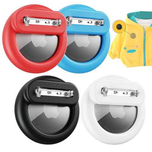 Apple Airtag Holder for Kids 4 Pack, Air Tags-4 Pack Apple Kids Hidden Case, Airtag Tracker Holder with Safety Pins for Children, Hidden Inside Clothes, Shoe, Backpack(Black+Red+White+SkyBlue) | Amazon (US)