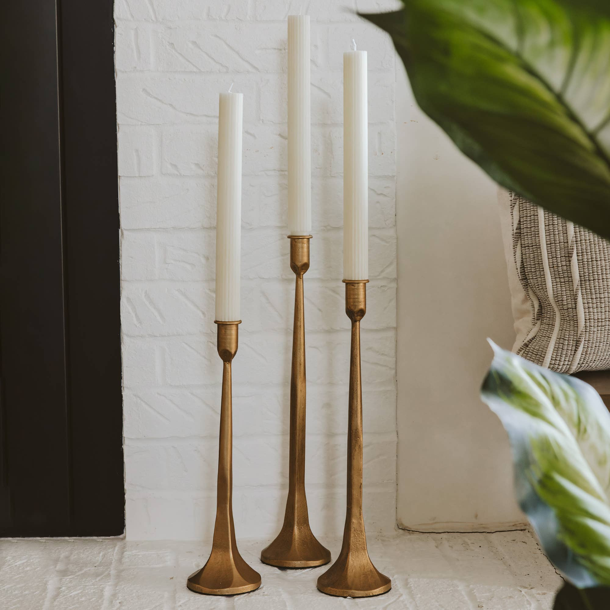 Gold Cast Iron Taper Candle Holders (Set of 3) | Eco Chic Home