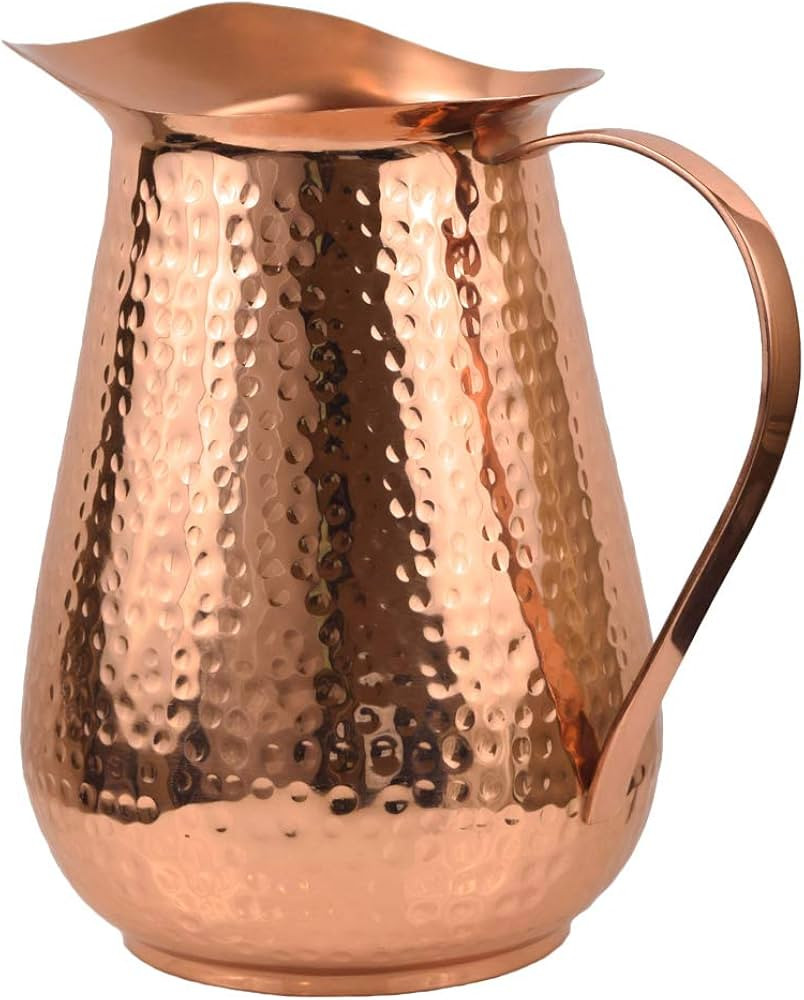 Artisan’s Anvil Copper Pitcher w/Copper Handle, Pure 100% Hammered Vessel, Heavy Duty Copper Ju... | Amazon (US)