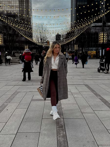 sweater - abercrombie
coat - oak and fort
leggings - aerie 
socks and sneakers - amazon
sunglasses- quay

fall outfit, winter outfit, athleisure, casual outfit, chunky socks outfit, chunky sneakers, neutral outfit, comfy outfit 

#LTKstyletip #LTKfindsunder50 #LTKSeasonal