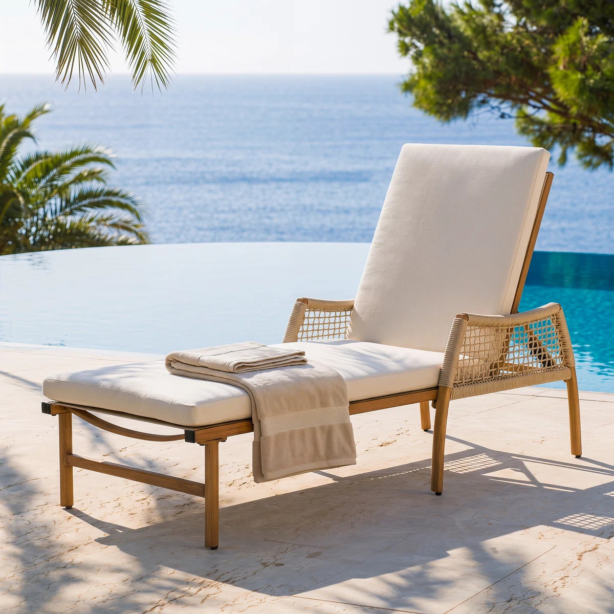 Patio Time Outdoor Reclining Chaise Lounge, 6-position Adjustable Backrest And Zippered Cushion, ... | Wayfair North America
