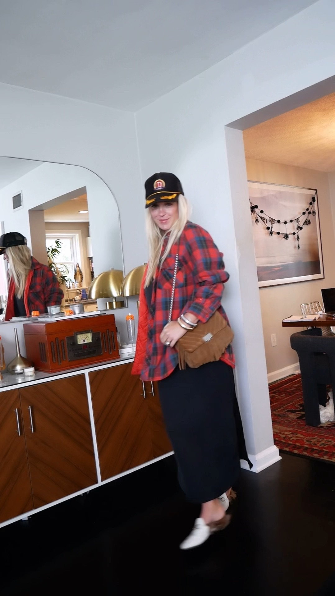 How to style a black slip dress for fall errands - love adding a flannel shacket and a trucker hat for cozy fall vibes

#LTKfindsunder50 #LTKstyletip #LTKVideo