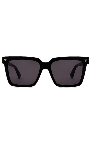 Triangle Stud Square Sunglasses in Shiny Solid Black | Revolve Clothing (Global)