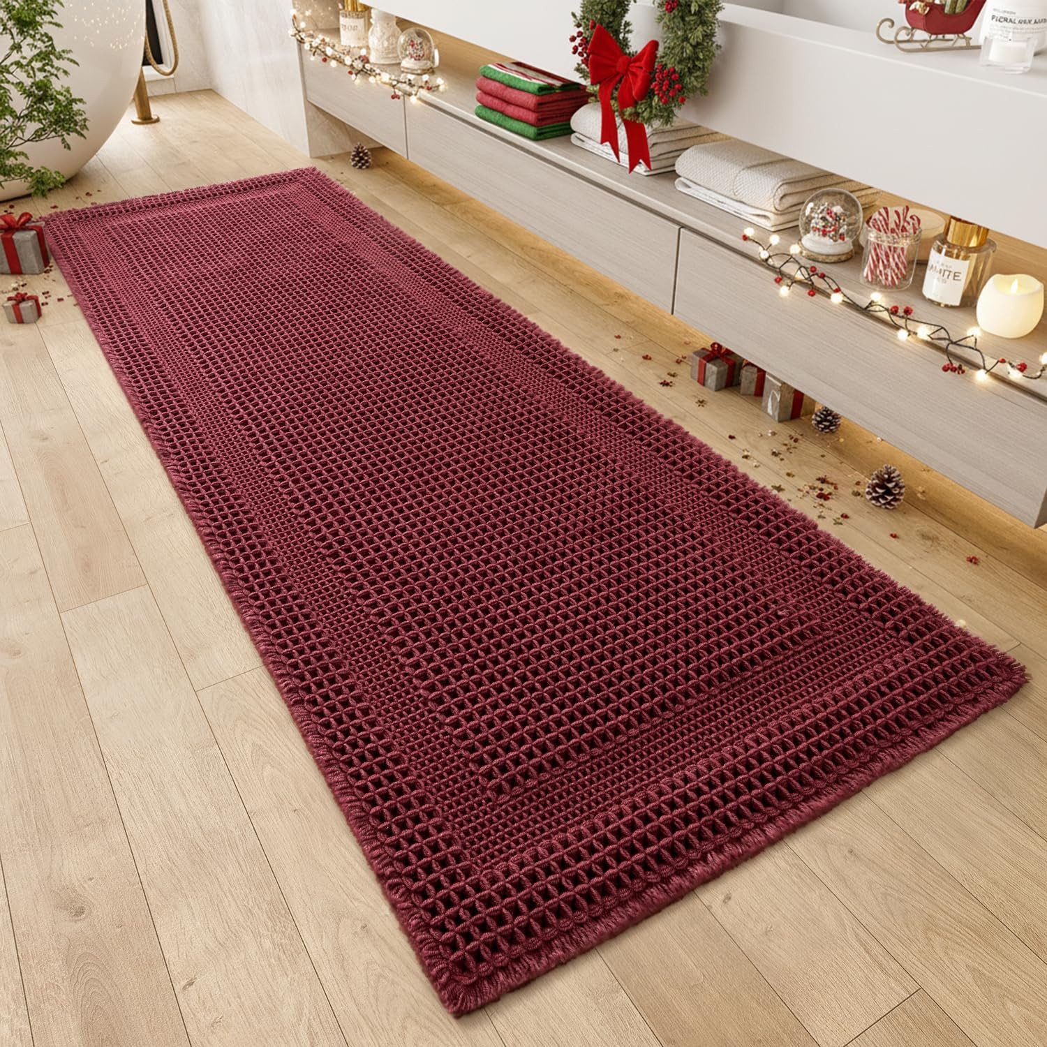 AMOAMI Waffle Bath-Mat, Absorbent Bath Mats for Bathroom Non Slip, Machine Washable Bathroom Rugs... | Amazon (US)