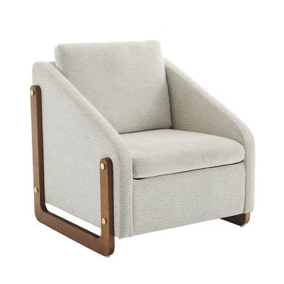 COWLOWN Beige Chenille Upholstered Armchair with Wood Frame, Golden Nailhead Accent Chair for Living Room/Bedroom | Target