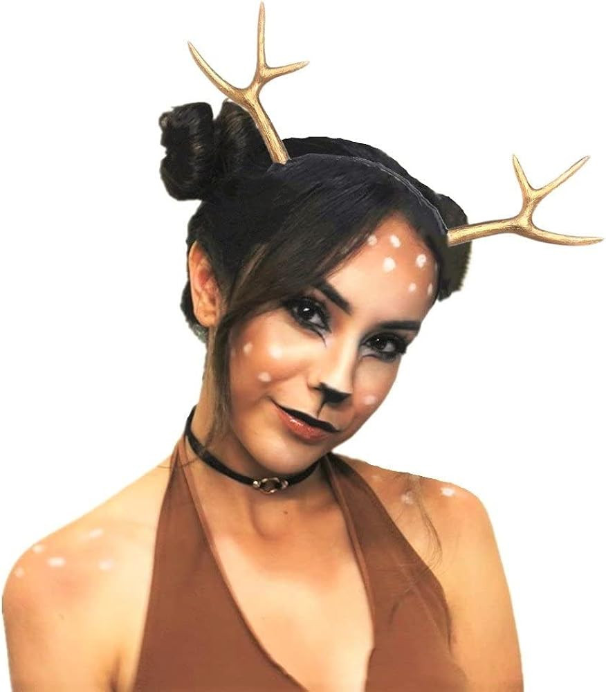 JeVenis Luxury Reindeer Antler Headband Gold Deer Headband Festival Wear Party Hats | Amazon (US)