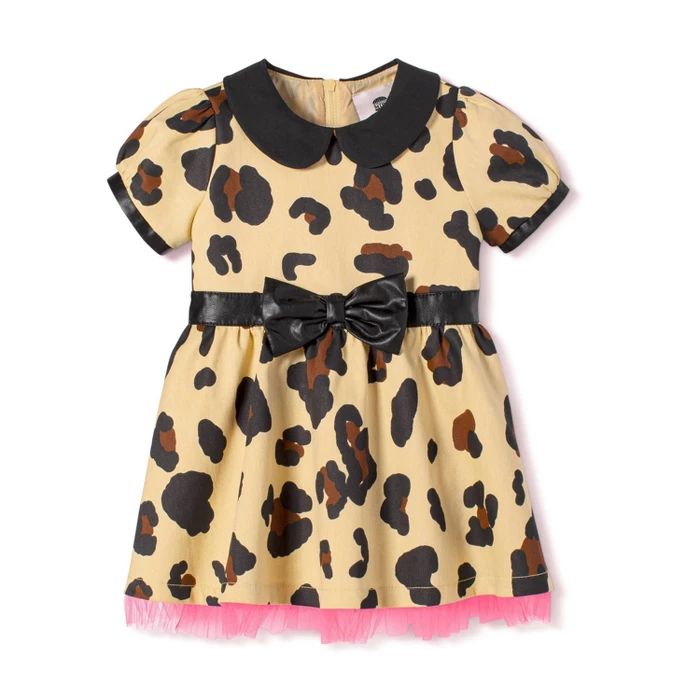 Baby Girls' Leopard Print Short Sleeve Collared Tutu Mini Dress - Harajuku Mini for Target Tan | Target