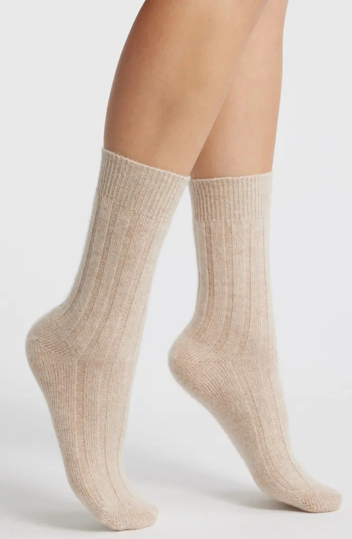 Nordstrom Rib Cashmere Blend Crew Socks | Nordstrom | Nordstrom