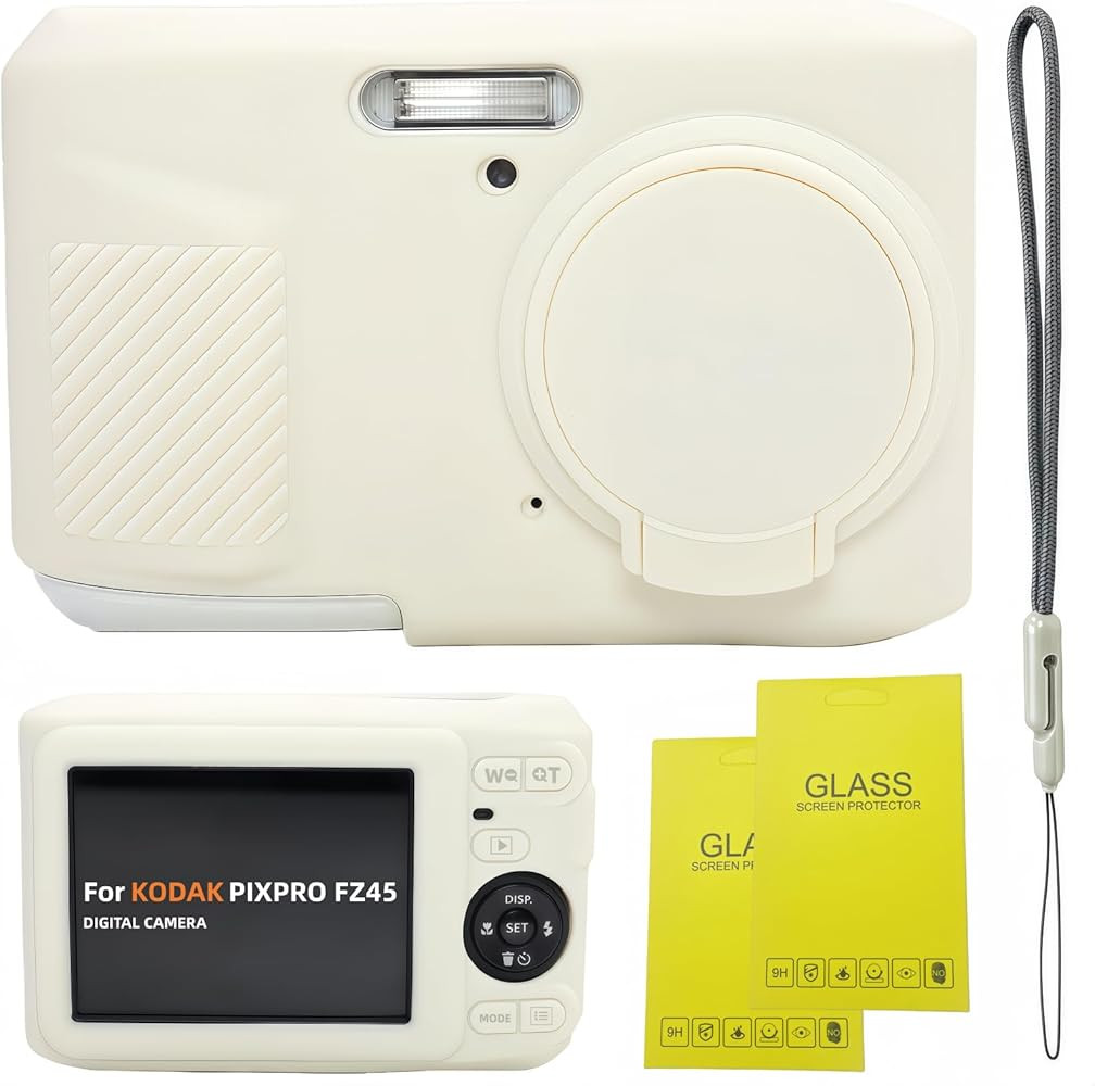 Case for Kodak PIXPRO FZ45, FZ45 Accessories: Soft Silicone Protective Case with Removable Lens Cover, Includes 2 Screen Protectors and 1 Wrist Strap. (Misty White) | Amazon (US)