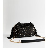 Black Faux Suede Studded Pouch Crossbody Bag New Look | New Look (UK)