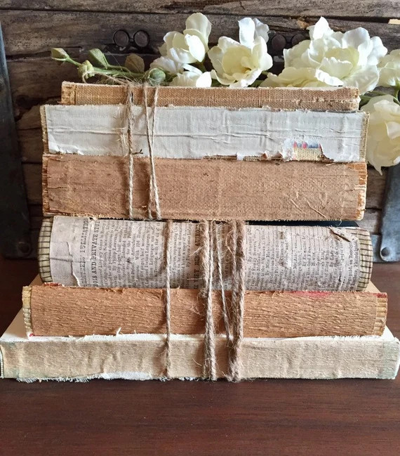Unbound Vintage Books Stack - Bookshelf Decor - Farmhouse - Shabby Chic Decor - Book Stack - Vint... | Etsy (US)