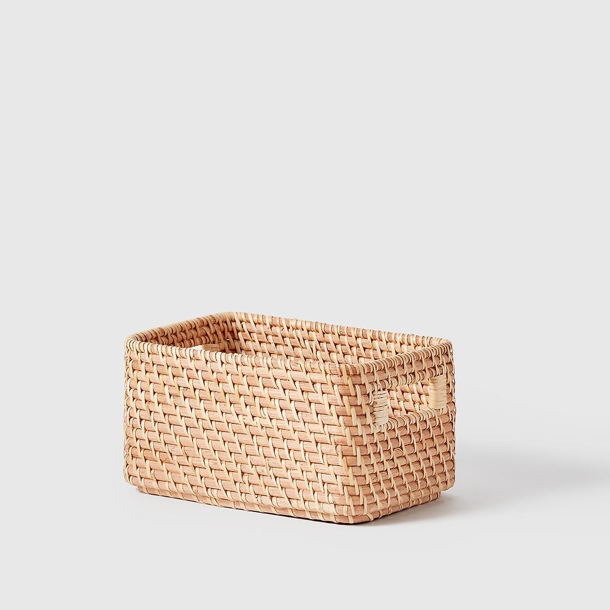 Marie Kondo Ori Rattan Honey Natural Curved Bins | The Container Store