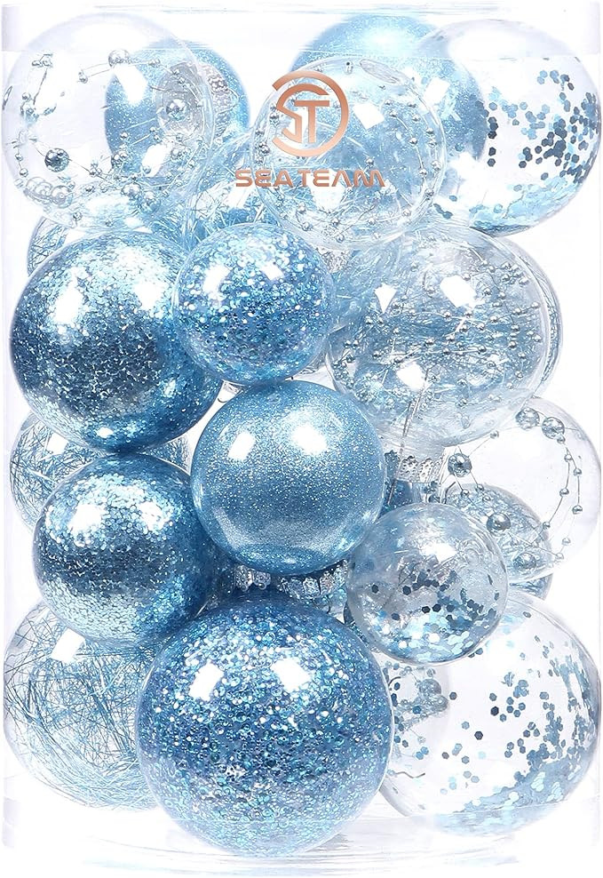 Sea Team Christmas Baubles Set Clear Plastic Shatterproof Multi-Size Decorative Christmas Baubles... | Amazon (US)